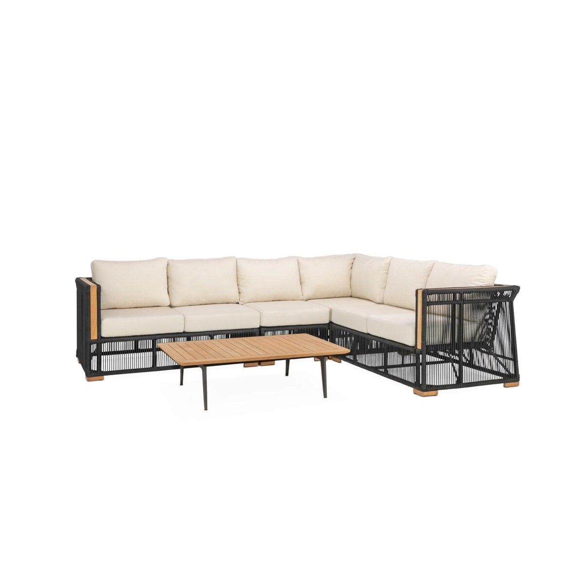 Signature Willow Bay Olefin Rope and Teak Patio Sectional Set - Mycitystee