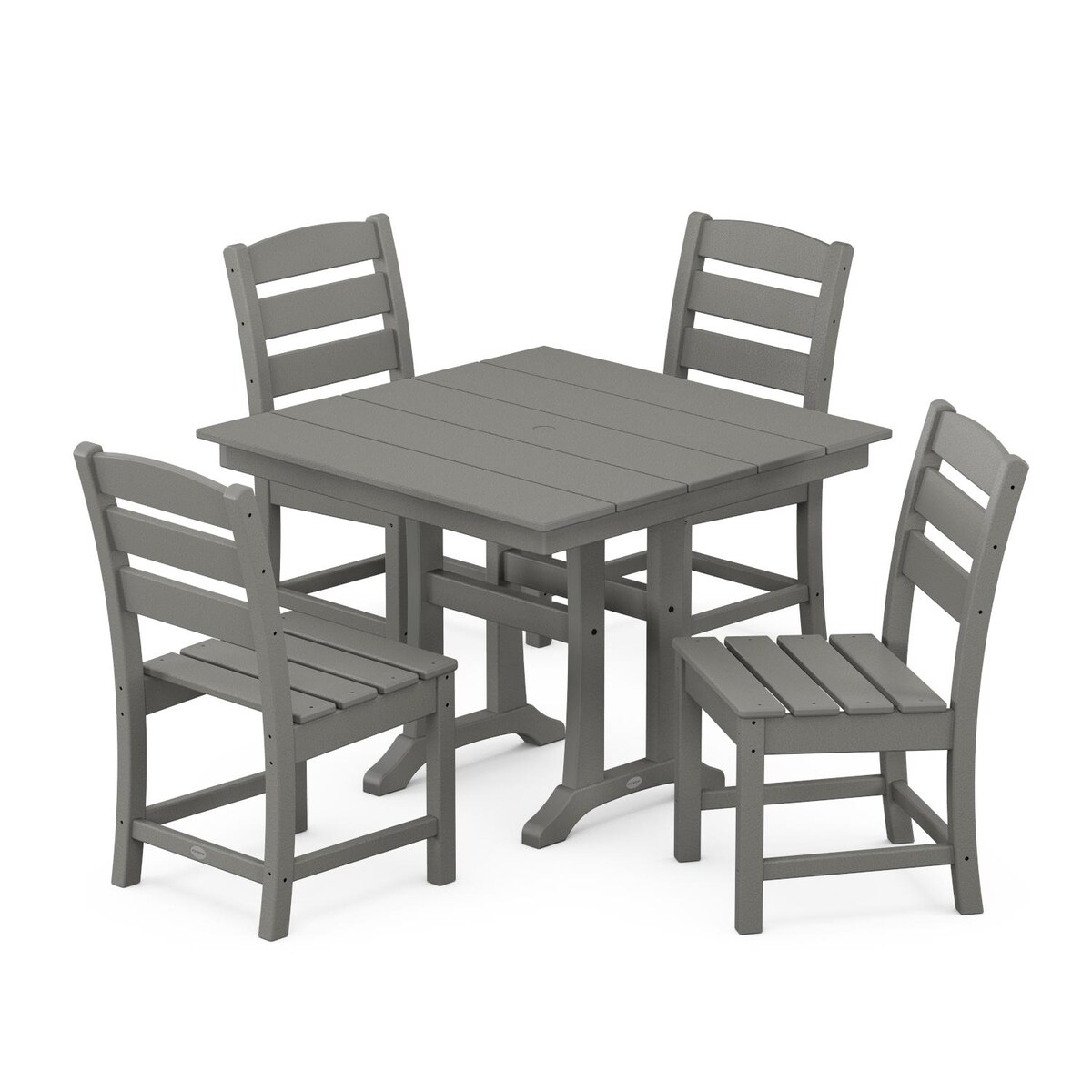 POLYWOOD Lakeside 5-Piece Farmhouse Trestle Side Chair Dining Set - Mycitystee