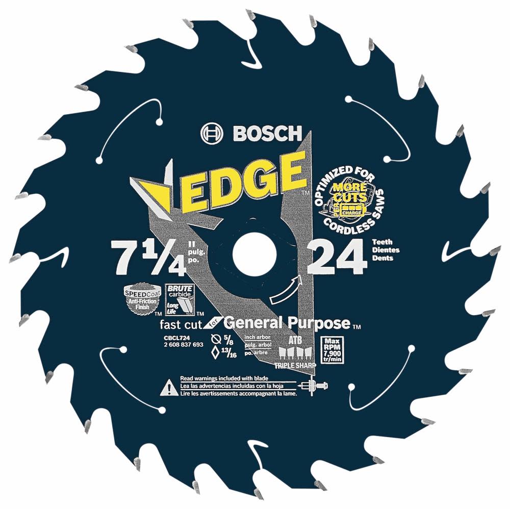 Bosch 7-1/4 In. 24 Tooth Edge Cordless Circular Saw Blade for General Purpose CBCL724 from Bosch - Mycitystee