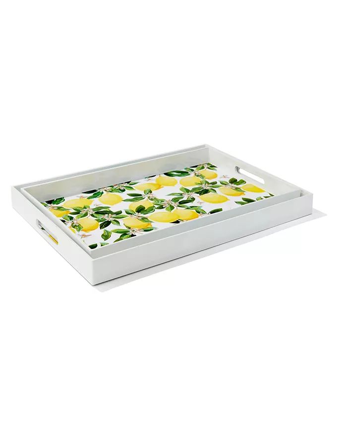 American Atelier Blossoms Lemons Trays Set， 2 Piece - Mycitystee