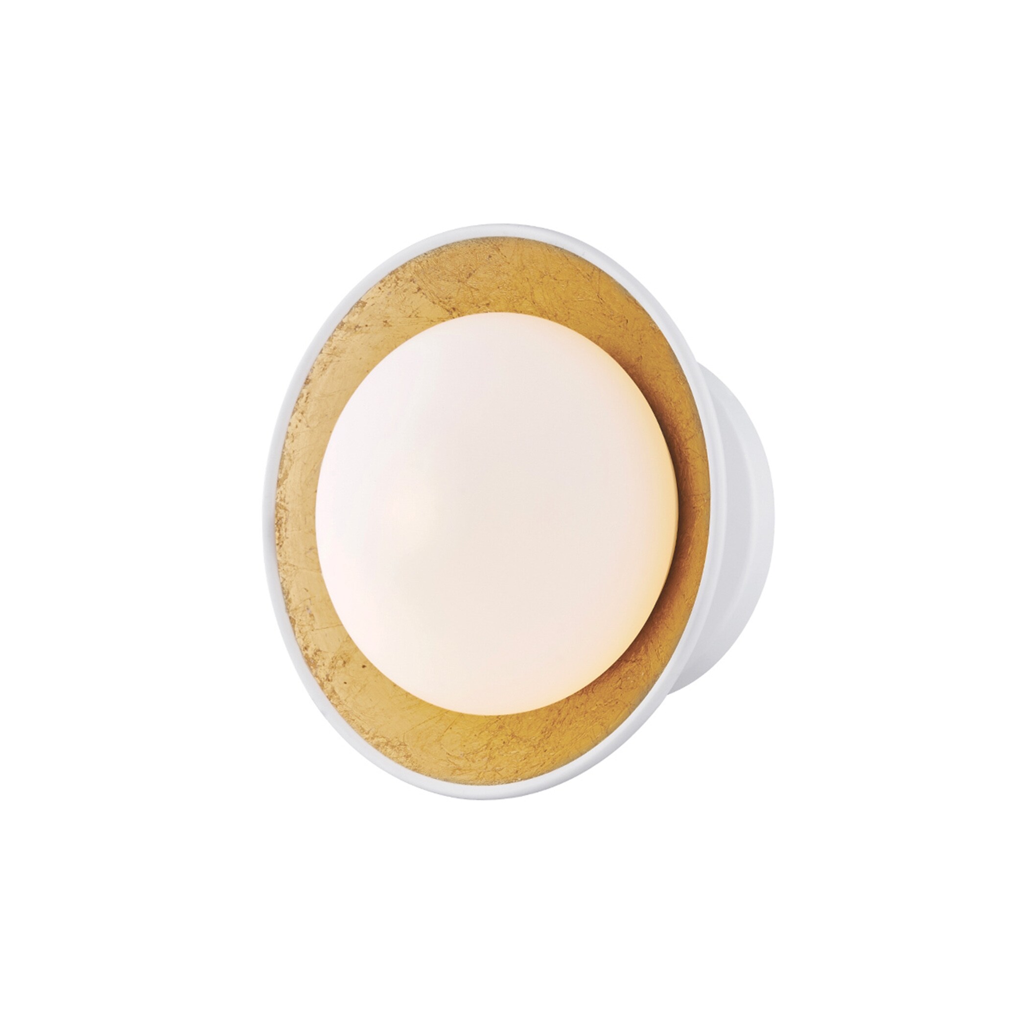 Cadence 1-light White Lustro and Gold Leaf Small Semi Flush， Opal Matte Glass - Mycitystee