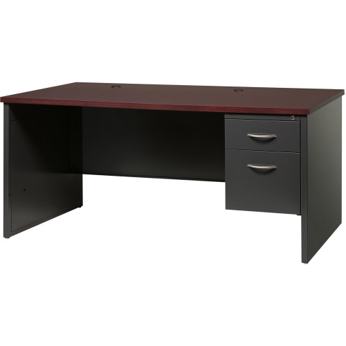 Lorell Walnut Laminate Commercial Steel Desk Series Pedestal Desk - 2-Drawer (79145) - Mycitystee