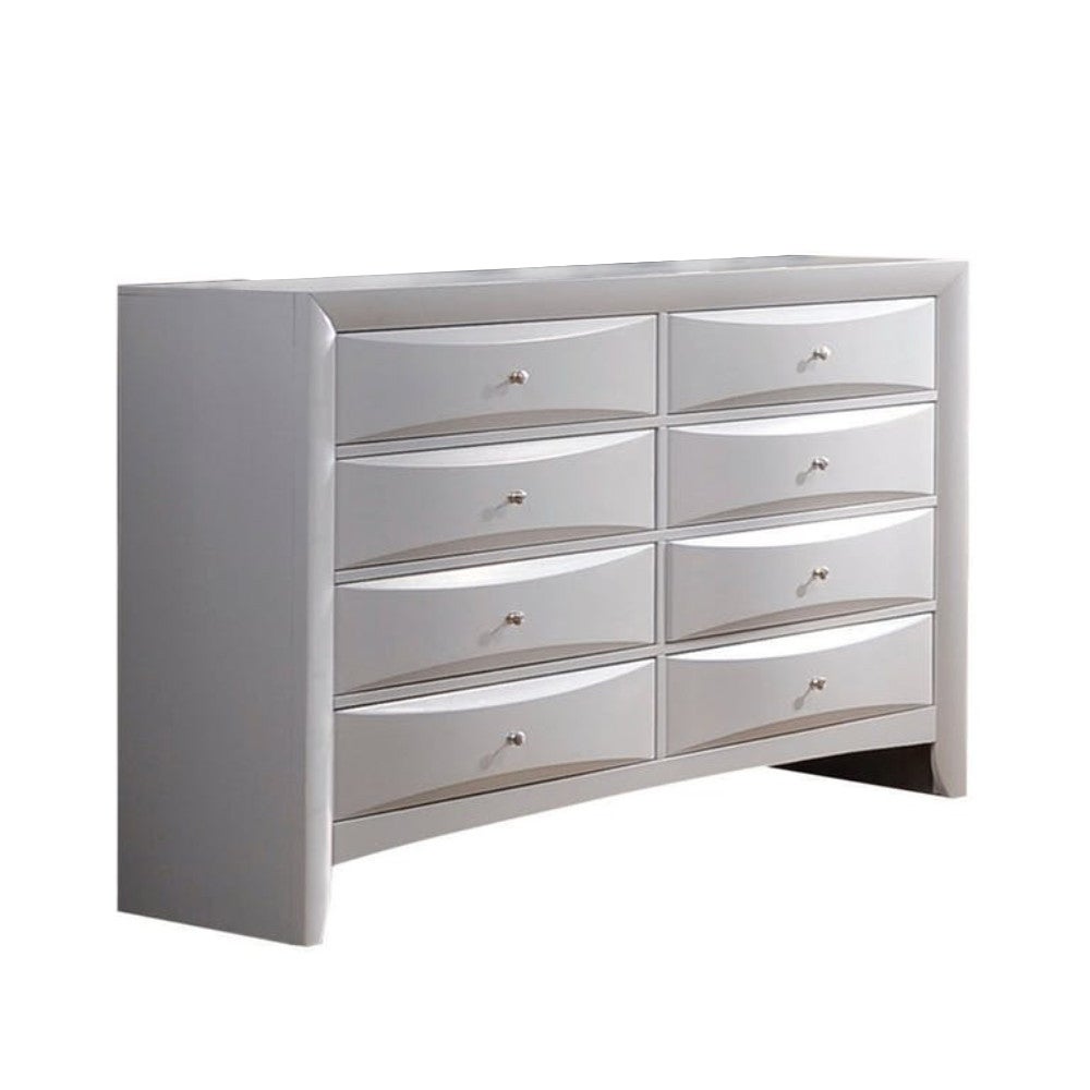 Eight Drawers Wooden Dresser with Bevel Drawer Fronts， White - - 25687813 - Mycitystee