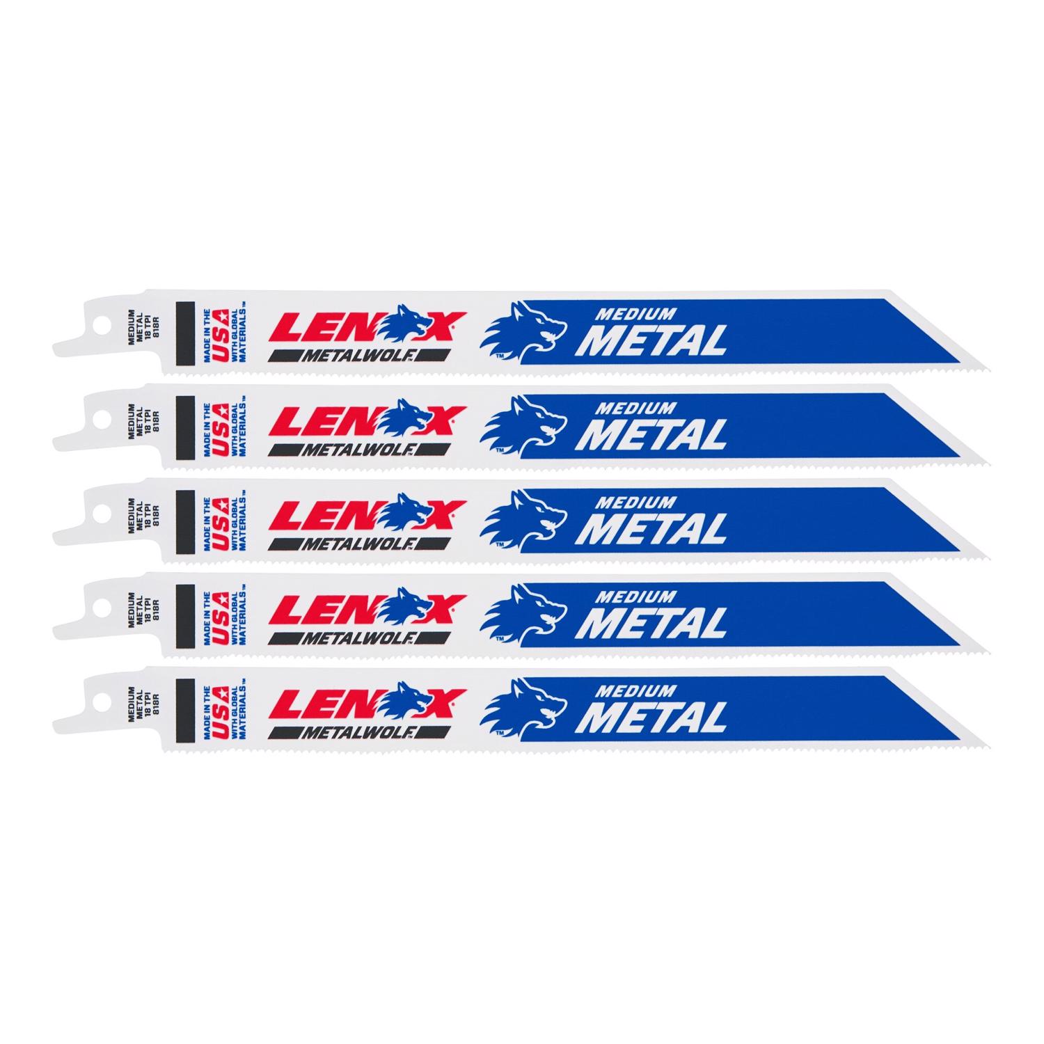 LENOX METALWOLF 8 in. Bi-Metal WAVE EDGE Reciprocating Saw Blade 18 TPI 5 pk - Mycitystee