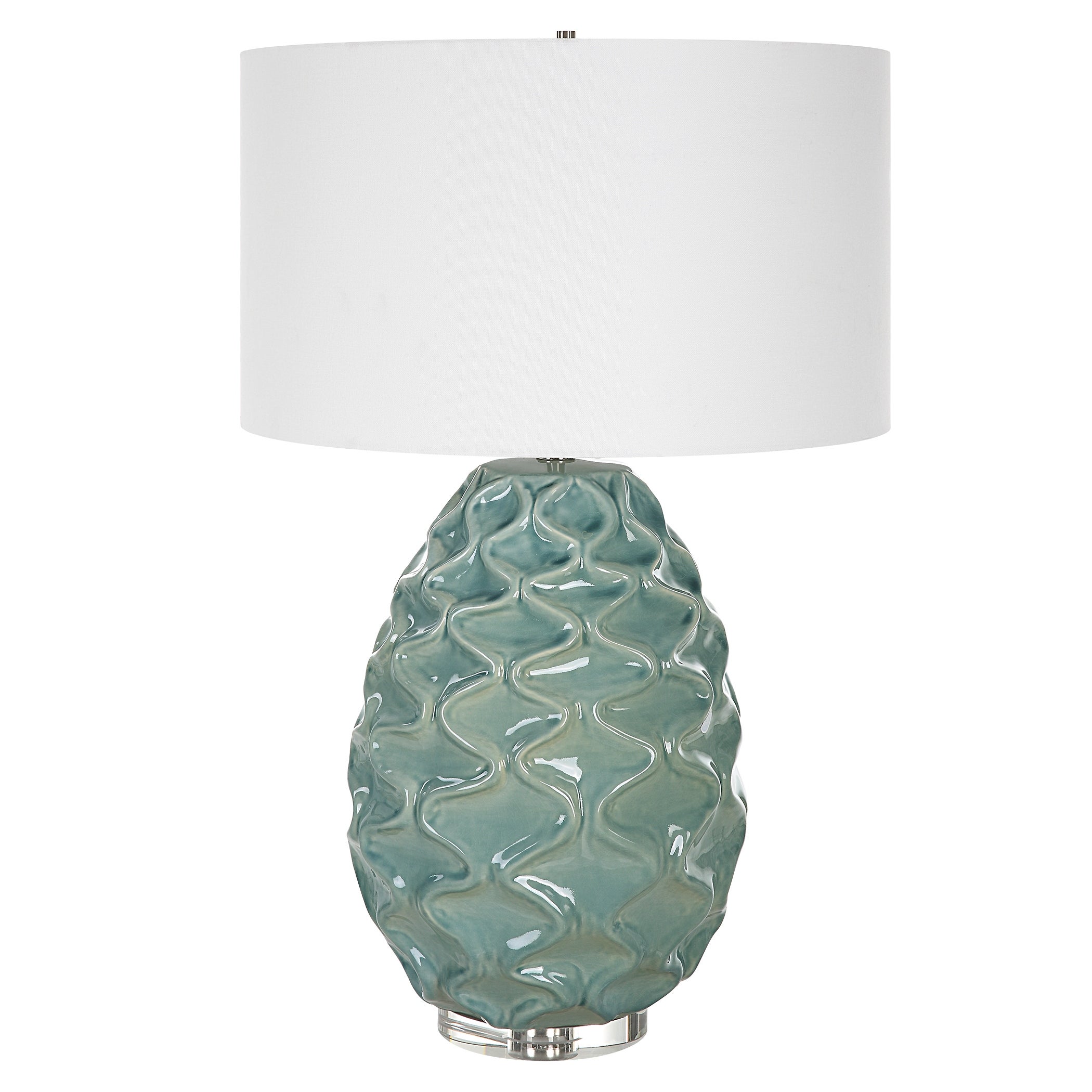 Uttermost Laced Up Sea Foam Glass Table Lamp - 20 W X 32.25 H X 20 D (in) - Mycitystee