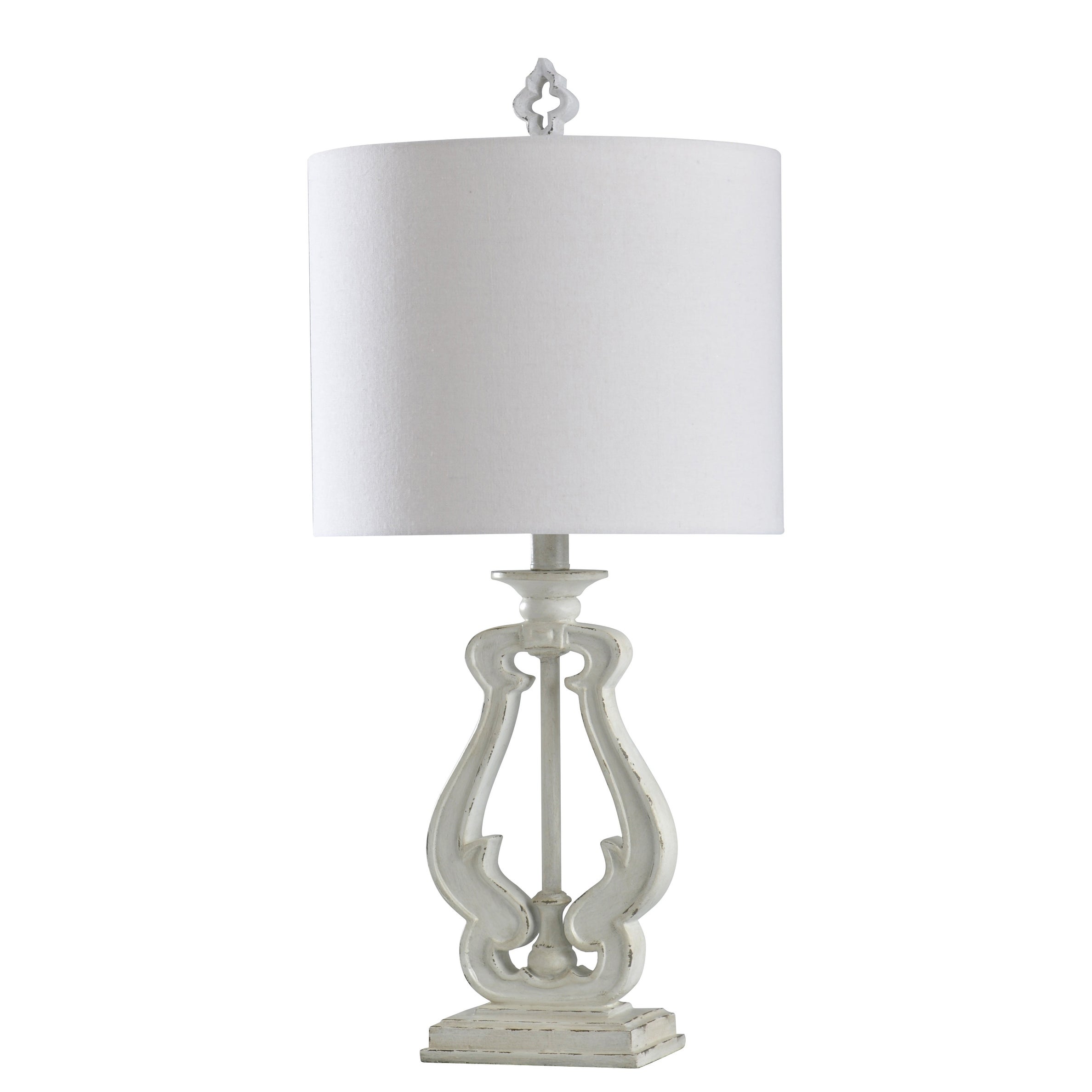 StyleCraft Robert Distressed White Table Lamp - Textured Beige and Gray Shade - Mycitystee