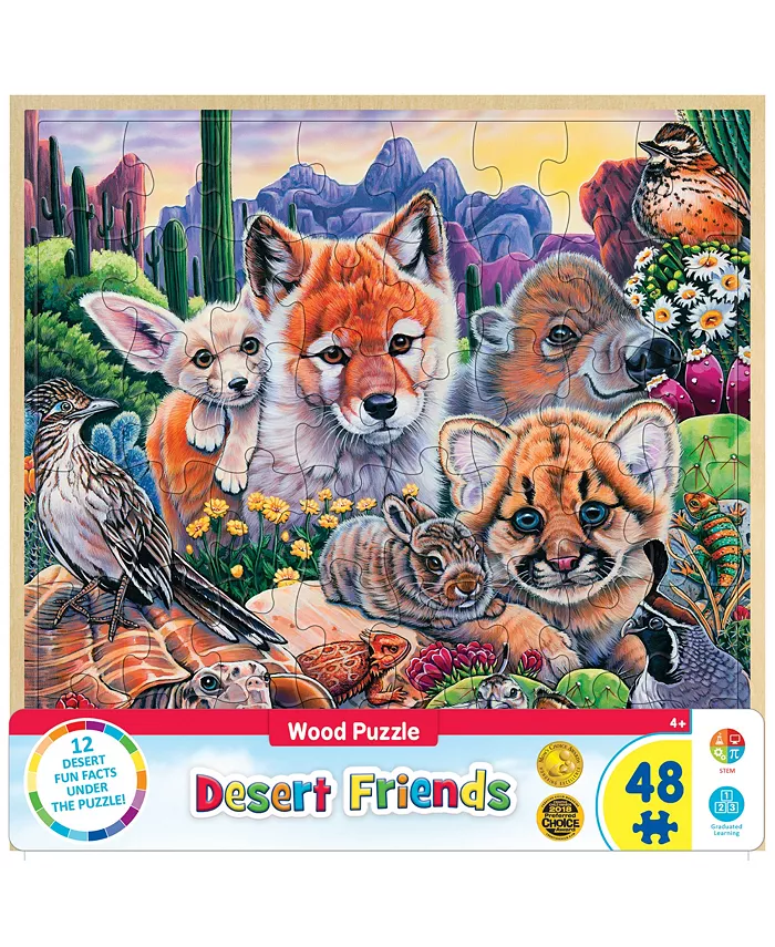 MasterPieces Puzzles Wood Fun Facts - Desert Friends Wood Puzzle 48 Piece Kids Puzzle - Mycitystee