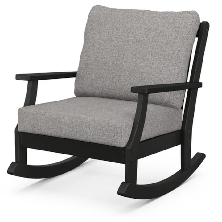 POLYWOOD Braxton Deep Seating Rocking Chair in Black / Grey Mist - Mycitystee