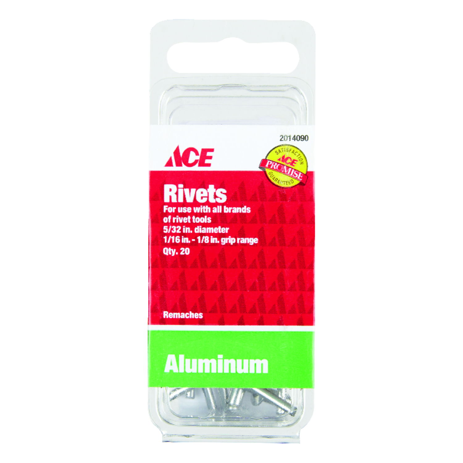 Ace 5/32 in. D X 1/8 in. Aluminum Rivets Silver 20 pk - Mycitystee
