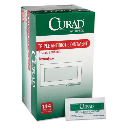 Curad Triple Antibiotic Ointment， 0.9 g Foil Packet， 144/Box (CUR001209) - Mycitystee
