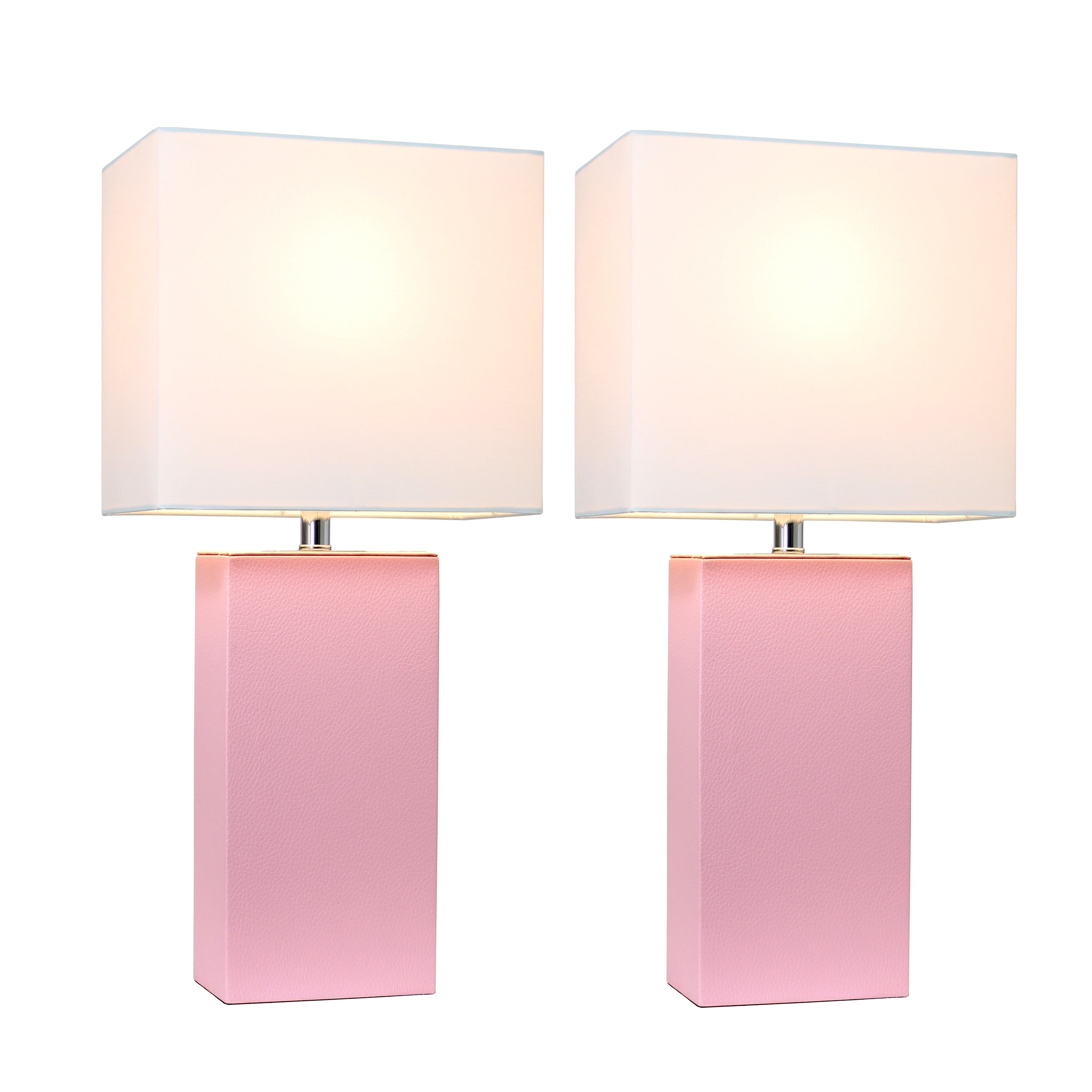 Fairway Pink Leather Table Lamps (Set of 2) - Mycitystee