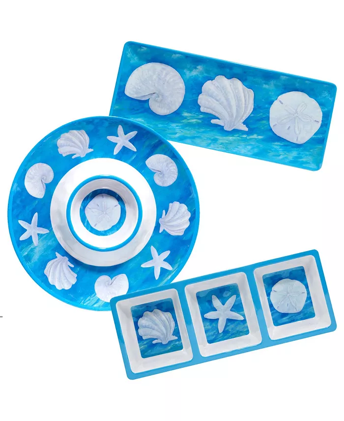 Certified International Ocean Beach Melamine Hostess， Set 3 Piece - Mycitystee