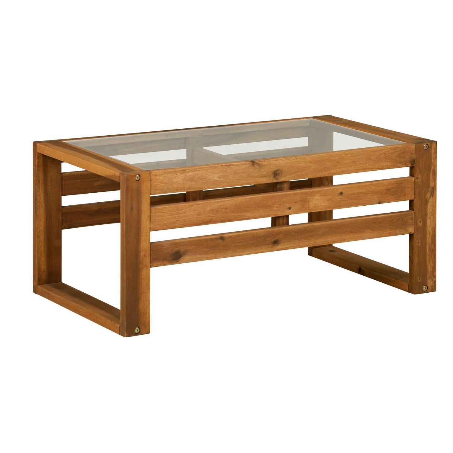 Ultimate Patio Window Bay 36 X 20 Inch Rectangular Acacia Patio Coffee Table - Mycitystee