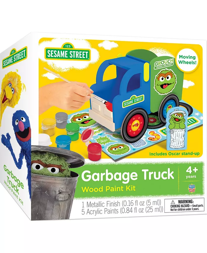 MasterPieces Puzzles Works of Ahhh Craft Set - Sesame Street Garbage Truck Wood Paint Kit - Mycitystee