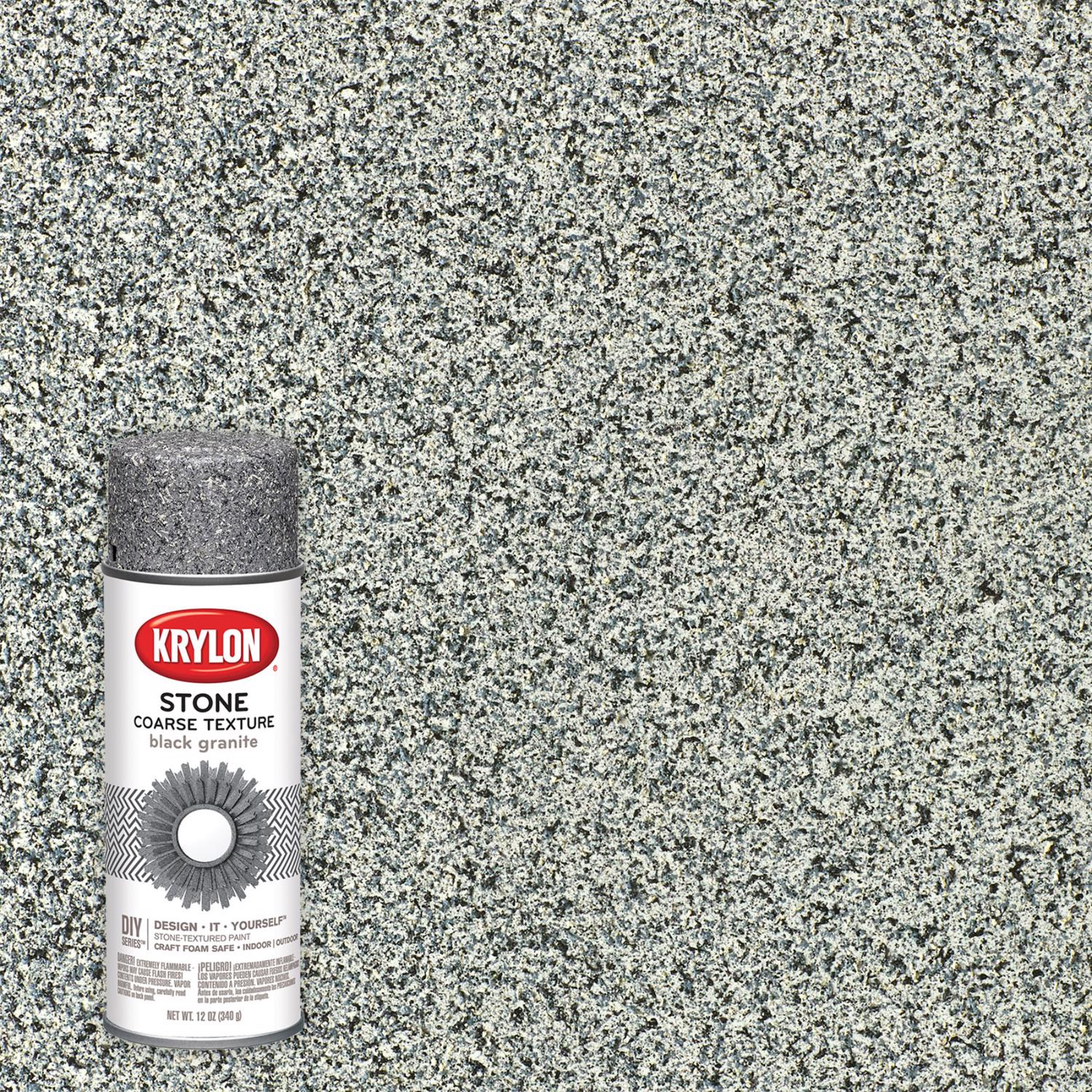 Krylon Stone Coarse Black Granite Texture Spray 12 oz - Mycitystee