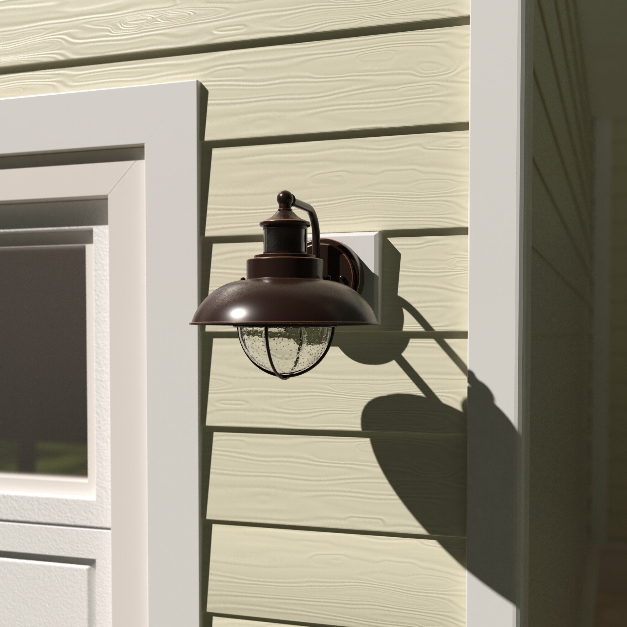 Vaxcel Harwich Motion Sensor Coastal Bronze Wall Light Dusk to Dawn - 10-in W x 10-in H x 12-in D Shopping - The Best Deals on Outdoor Barn Lights | 2 - Mycitystee