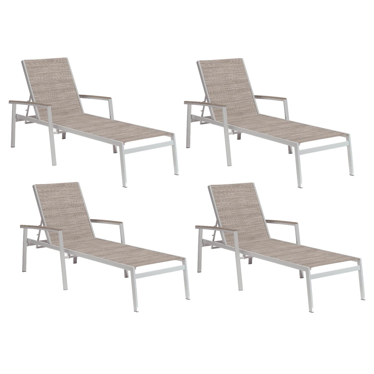 Travira 4 Piece Aluminum Patio Chaise Lounge Set W/ Tekwood Vintage Arm Caps By Oxford Garden - Mycitystee