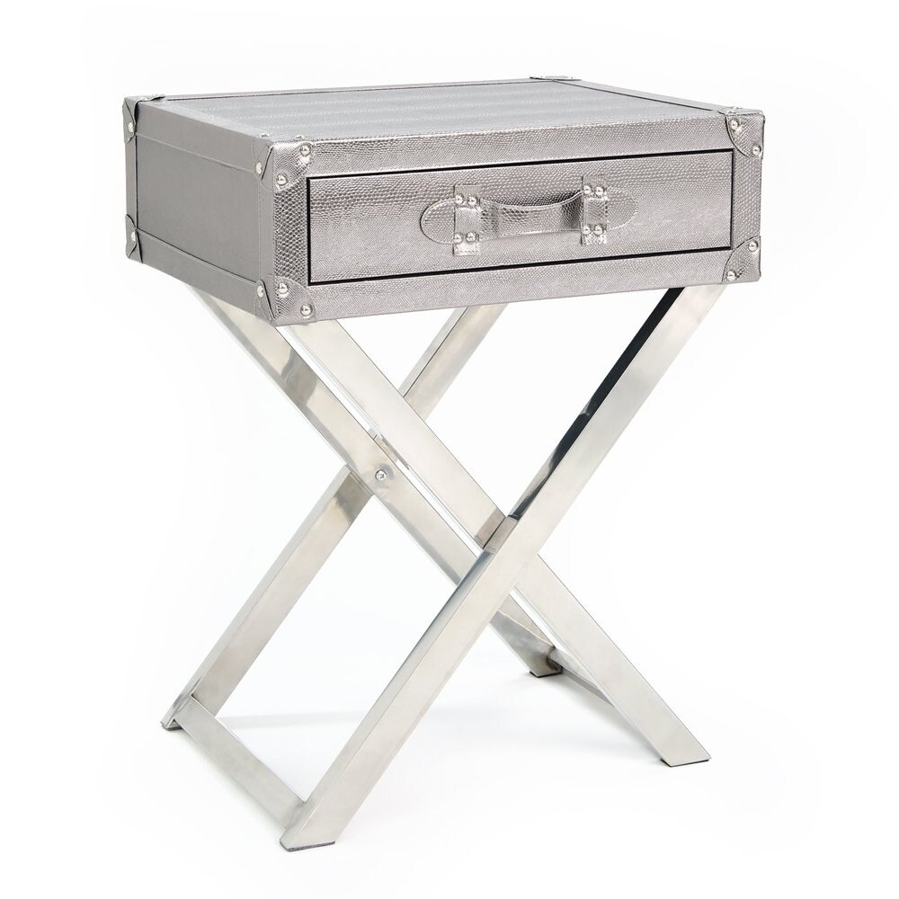 Direct Silver Lizard Leather Side Table - Mycitystee