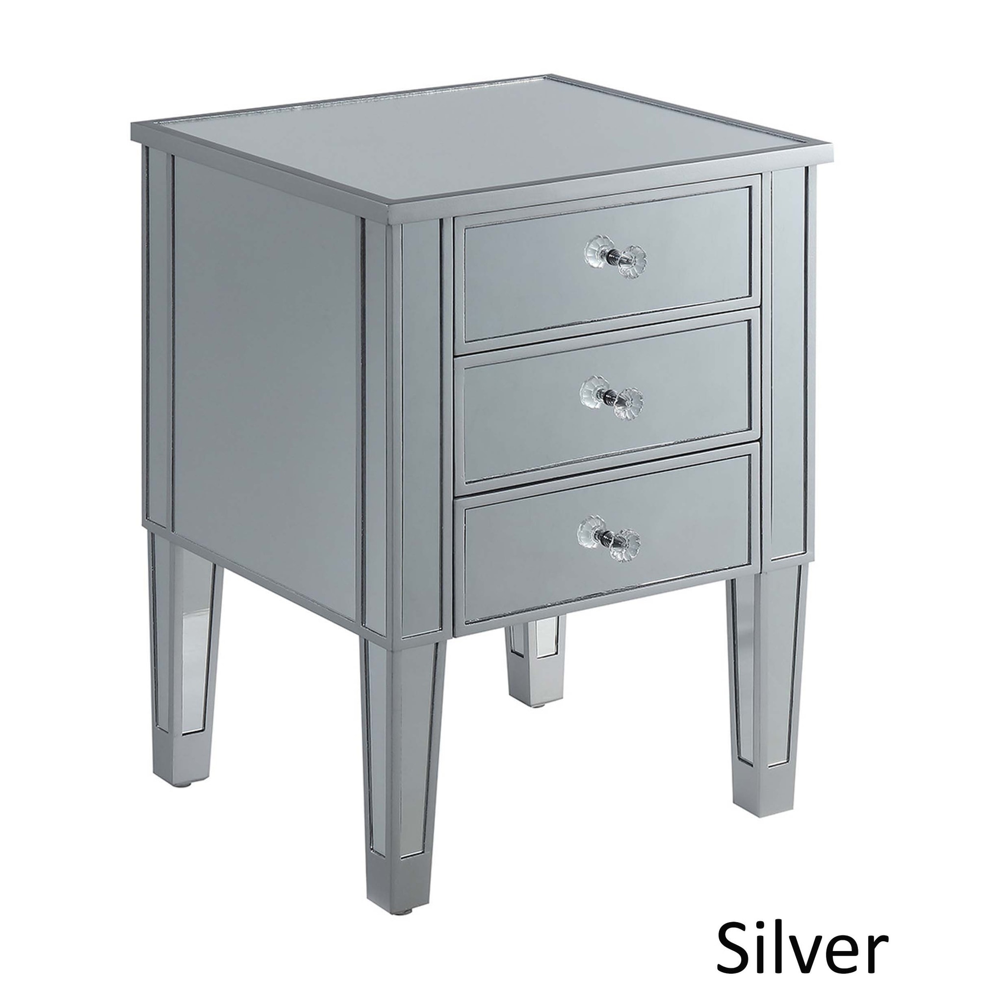 Silver Orchid Beatriz Silver 3 Drawer Mirrored End Table - Mycitystee