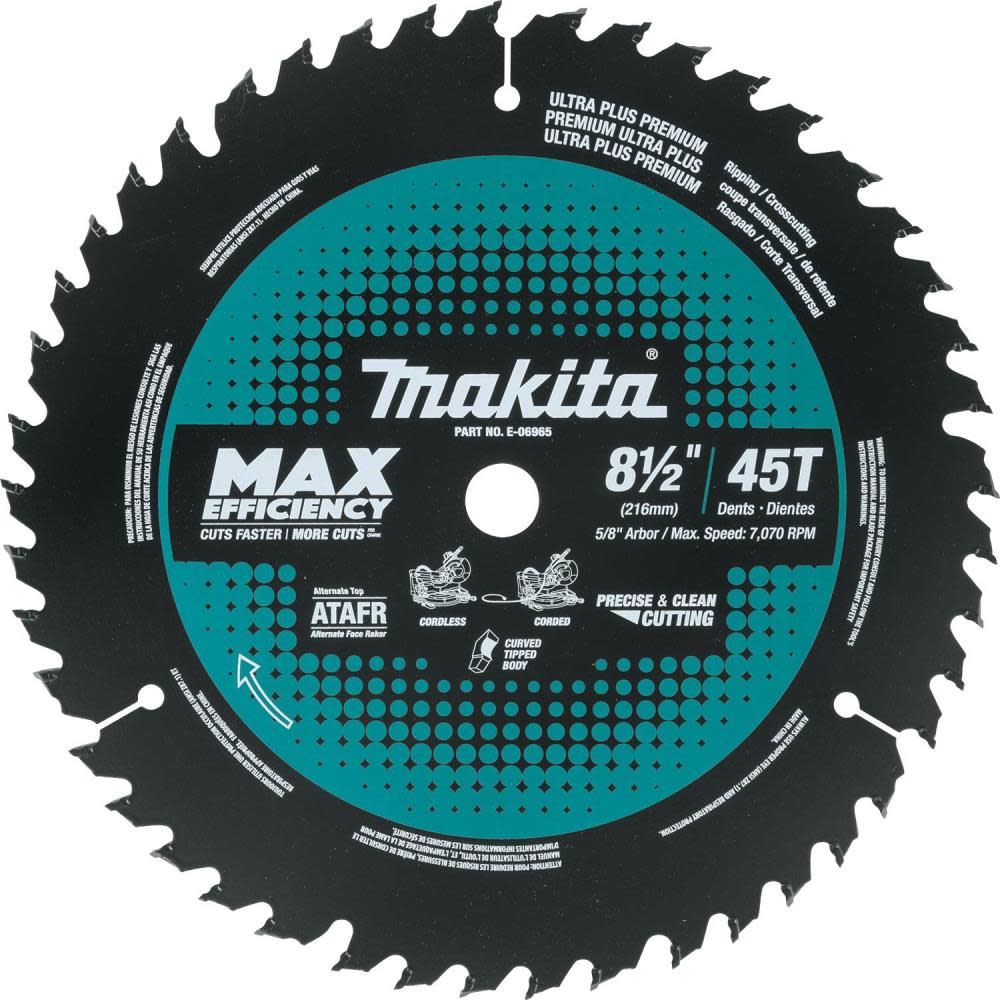 Makita Max Efficiency Miter Saw Blade 8 1/2 45 Tooth Thin Kerf - Mycitystee