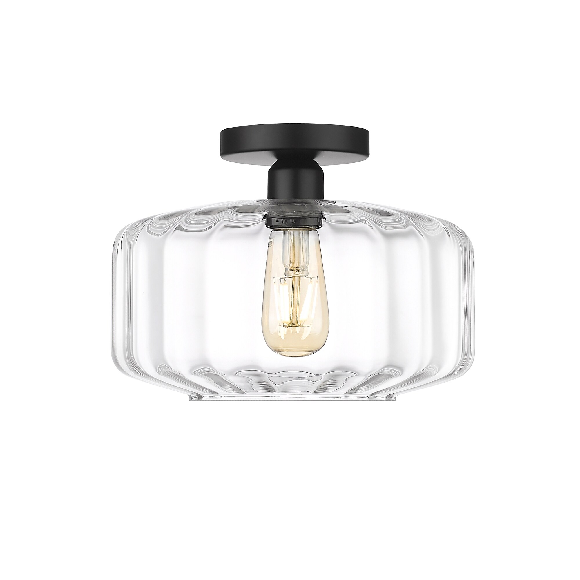 Ove Decors Preston 1-Light Ceiling Semi-Flush Mount in Black - Mycitystee