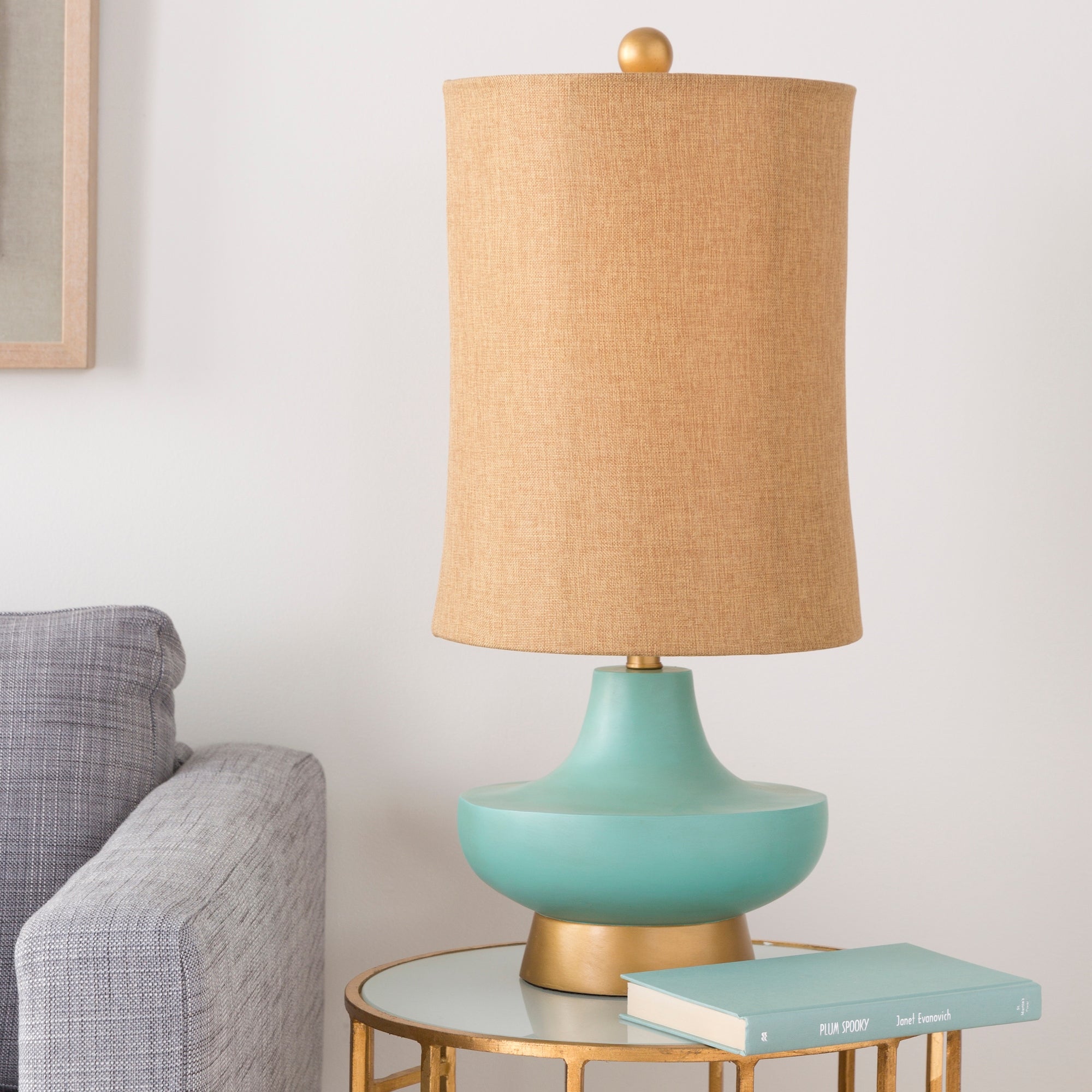 Artistic Weavers Turquoise over Bronze Natural Shade Lamp - Mycitystee