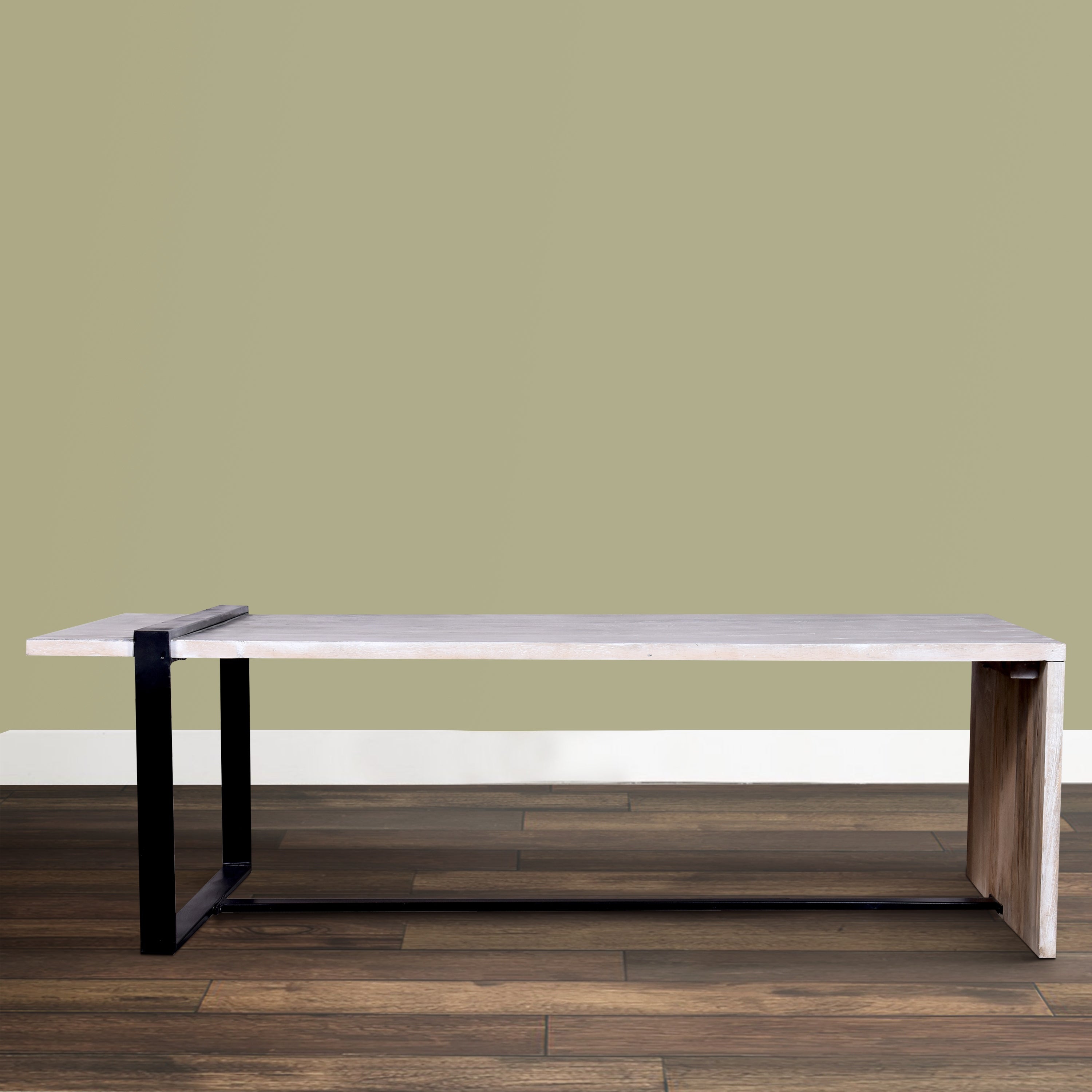 Farmhouse Rectangular Coffee Table with Wooden Top and Geometric Metal Frame - Mycitystee