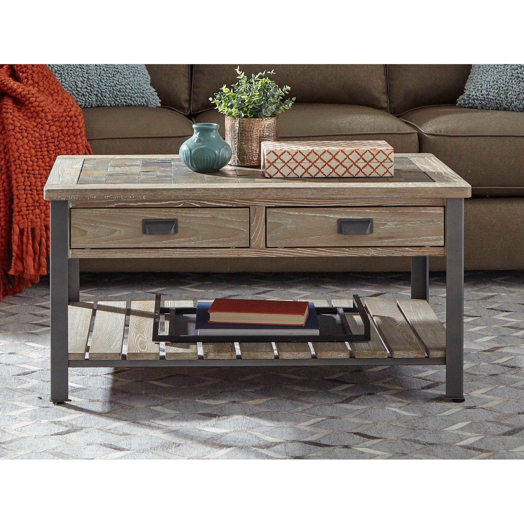 Wood Slate-top Cocktail Table - Mycitystee