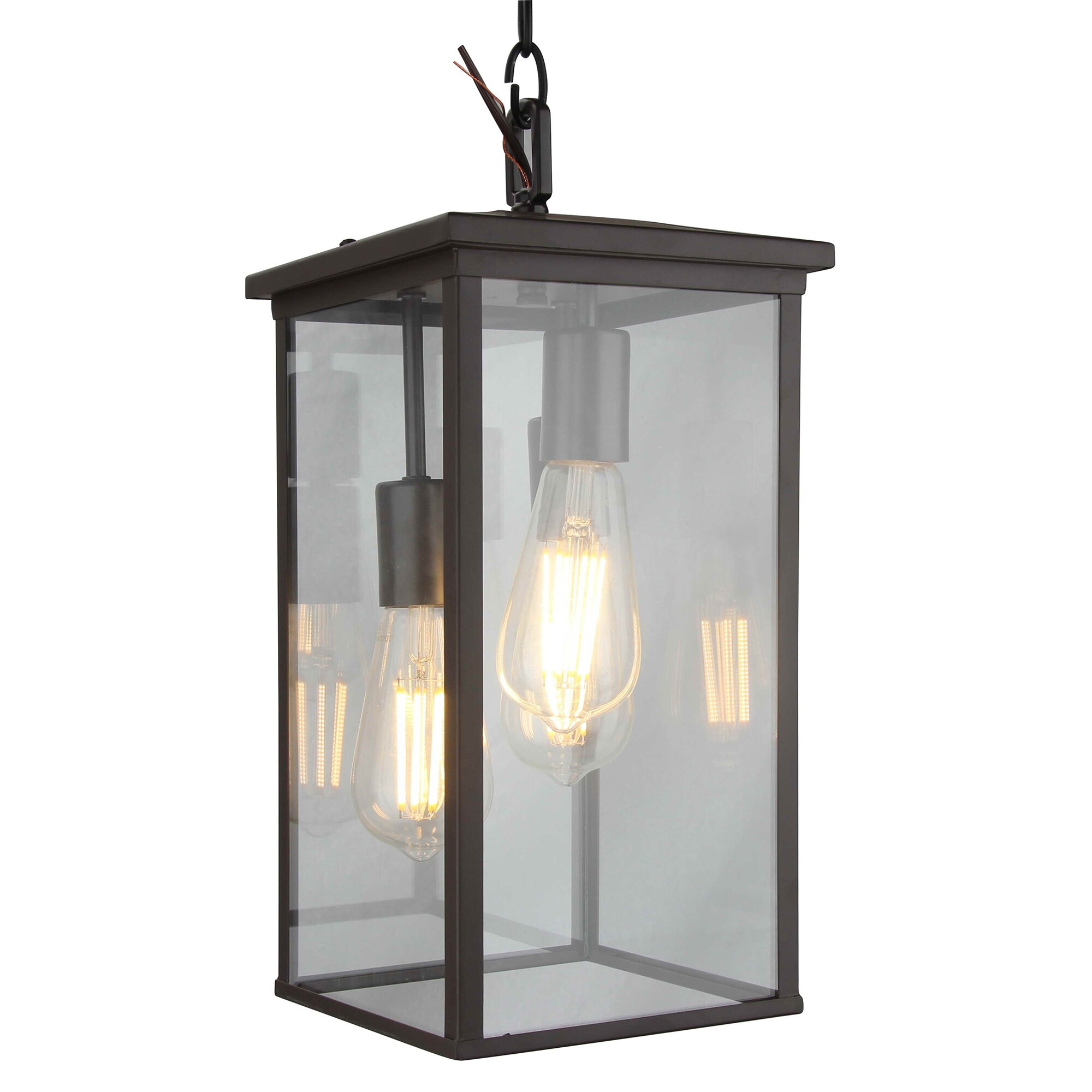 3 Light Outdoor hanging Light in Bronze finish， 8.5