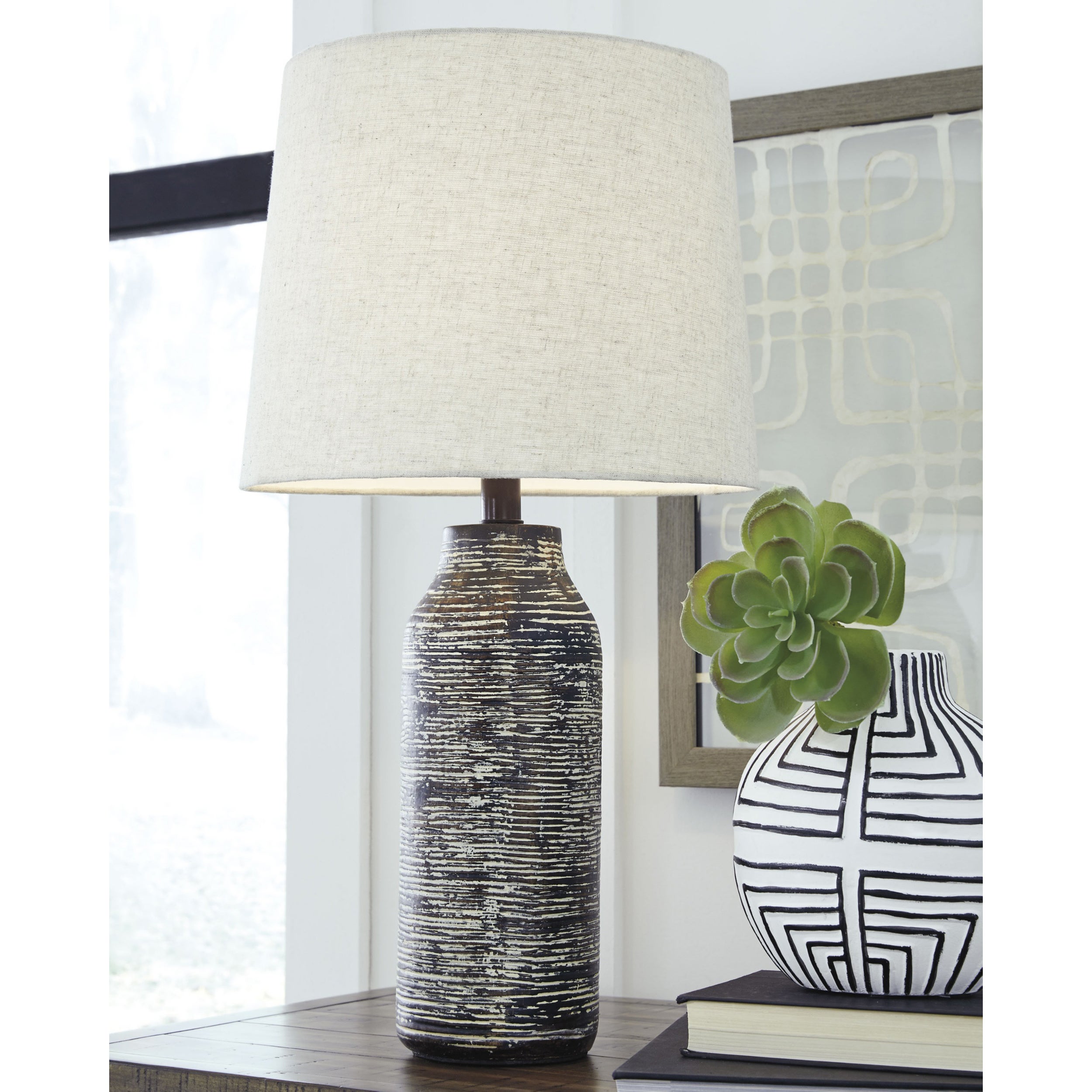 Mahima Paper 26 Inch Table Lamp - Black and White - Mycitystee