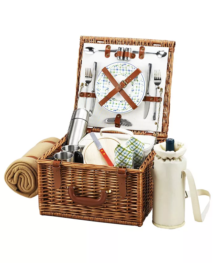 Picnic At Ascot Cheshire English-Style Basket -Picnic， Coffee with Blanket for 2 - Mycitystee