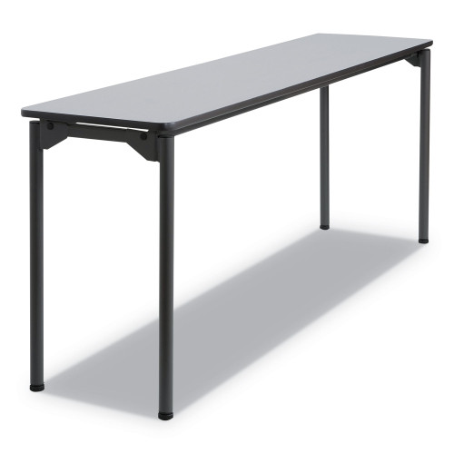 Iceberg Maxx Legroom Wood Folding Table， Rectangular Top， 72w x 18d x 29.5h， Gray/Charcoal (65887) - Mycitystee