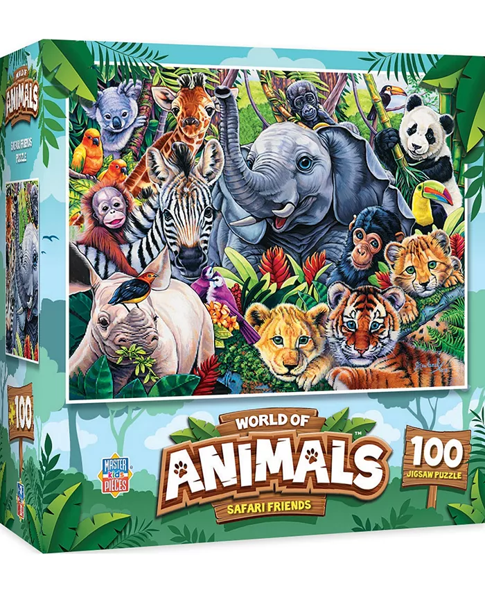 MasterPieces Puzzles World of Animals - Safari Friends 100 Piece Kids Puzzle - Mycitystee