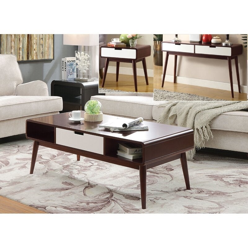 Christa Coffee Table in Espresso and White - Mycitystee