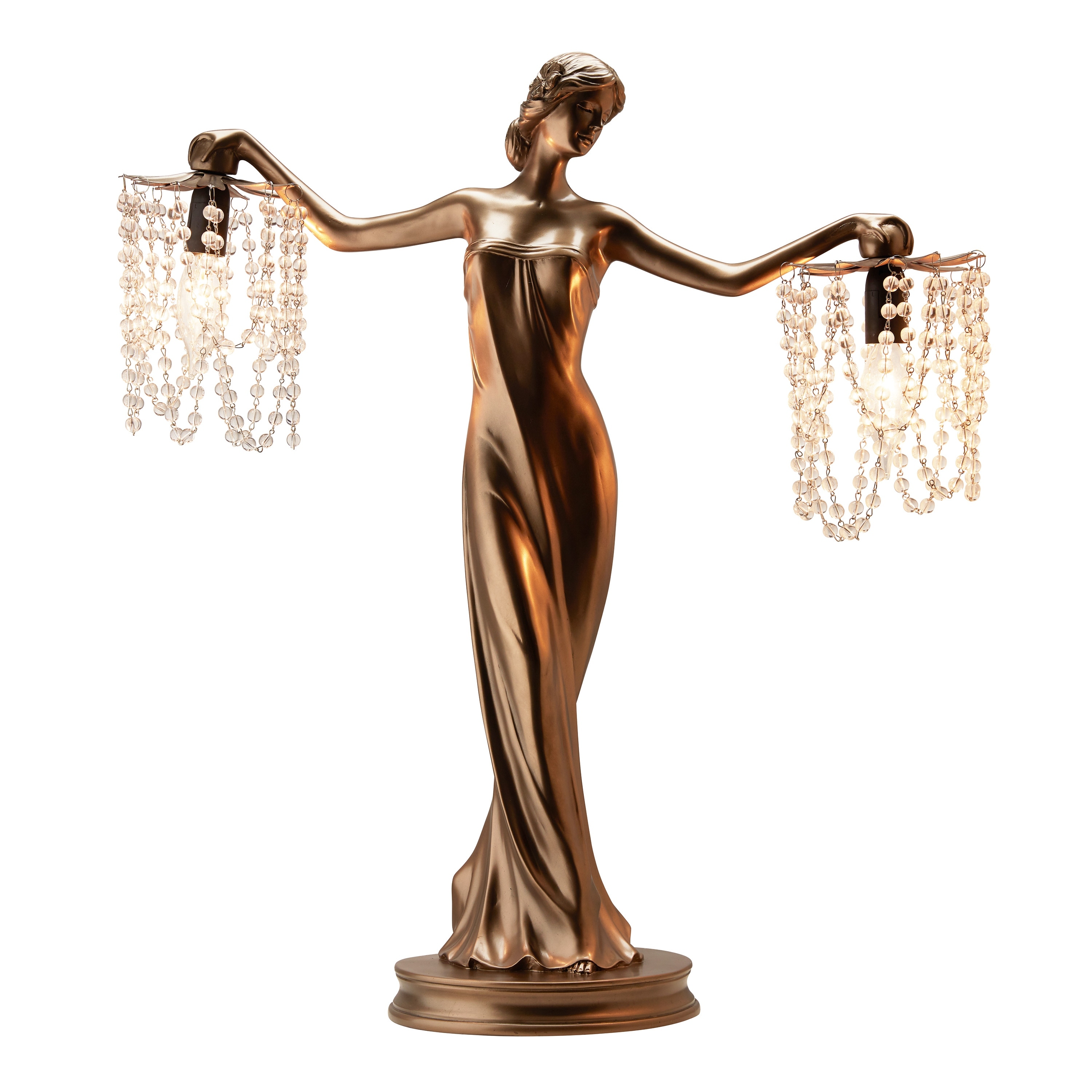 Gracewood Hollow Sansal Bronze/Resin 23.75-inch Grecian Goddess Beaded Table Lamp - 22