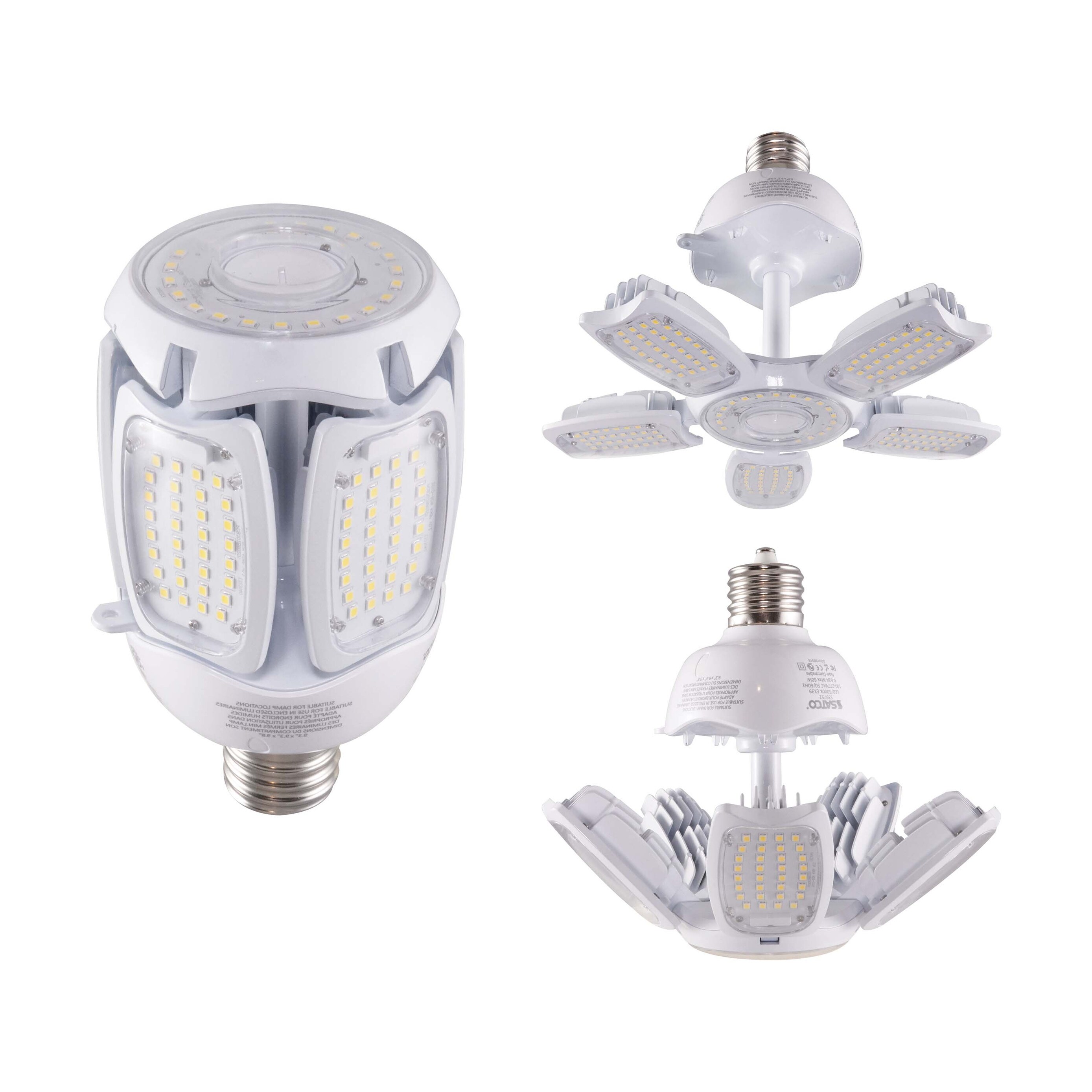 75 Watt LED HID Replacement 5000K Mogul Extended Base Adjustable Beam Angle 100-277 Volts - Clear - Mycitystee
