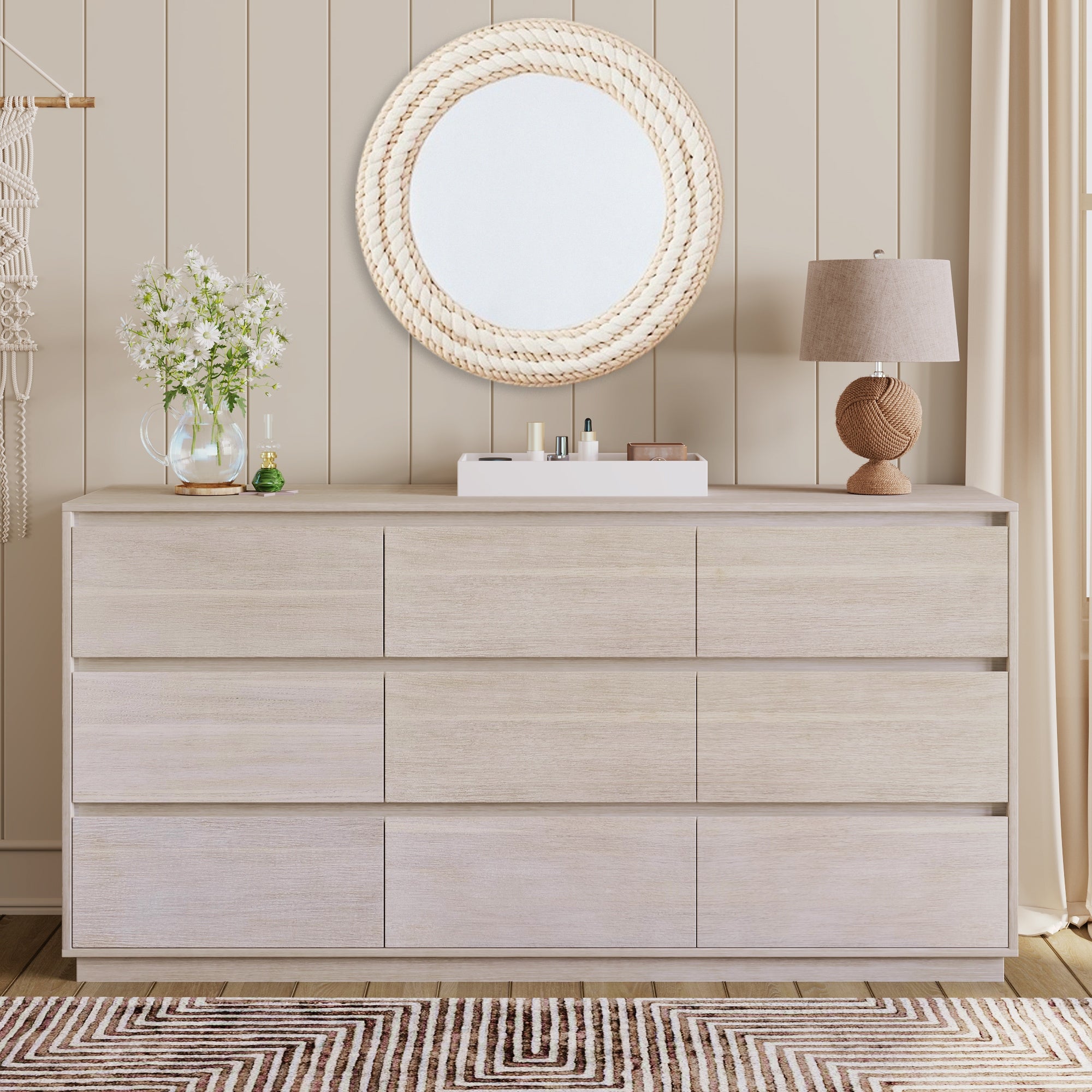 9-Drawer Dresser for Bedroom and Living Room with Handle-Free Drawers and Anti-Tip Kit - - 37828715 - Mycitystee
