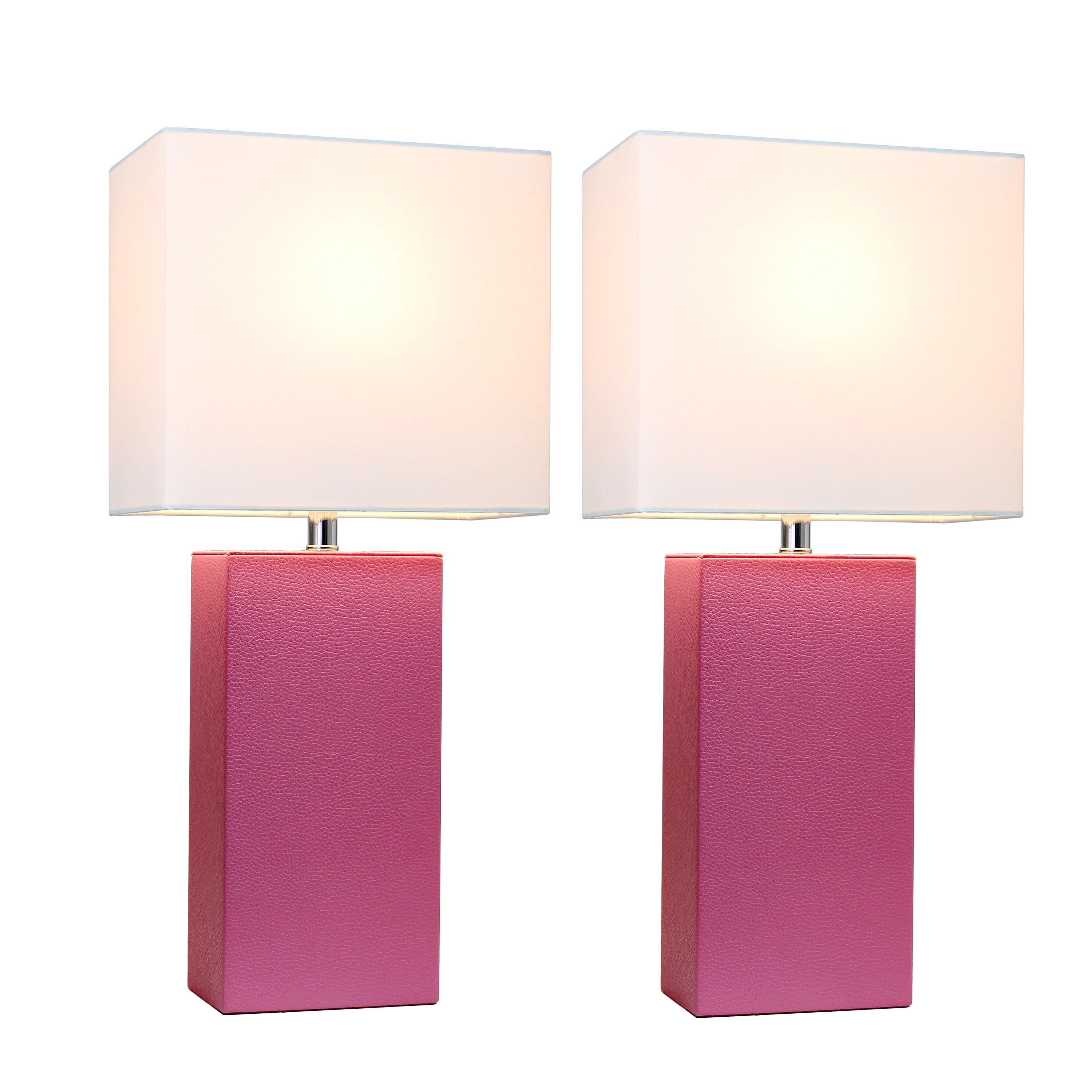 Porch and Den Fairway Hot Pink Leather Table Lamps (Set of 2) - Mycitystee