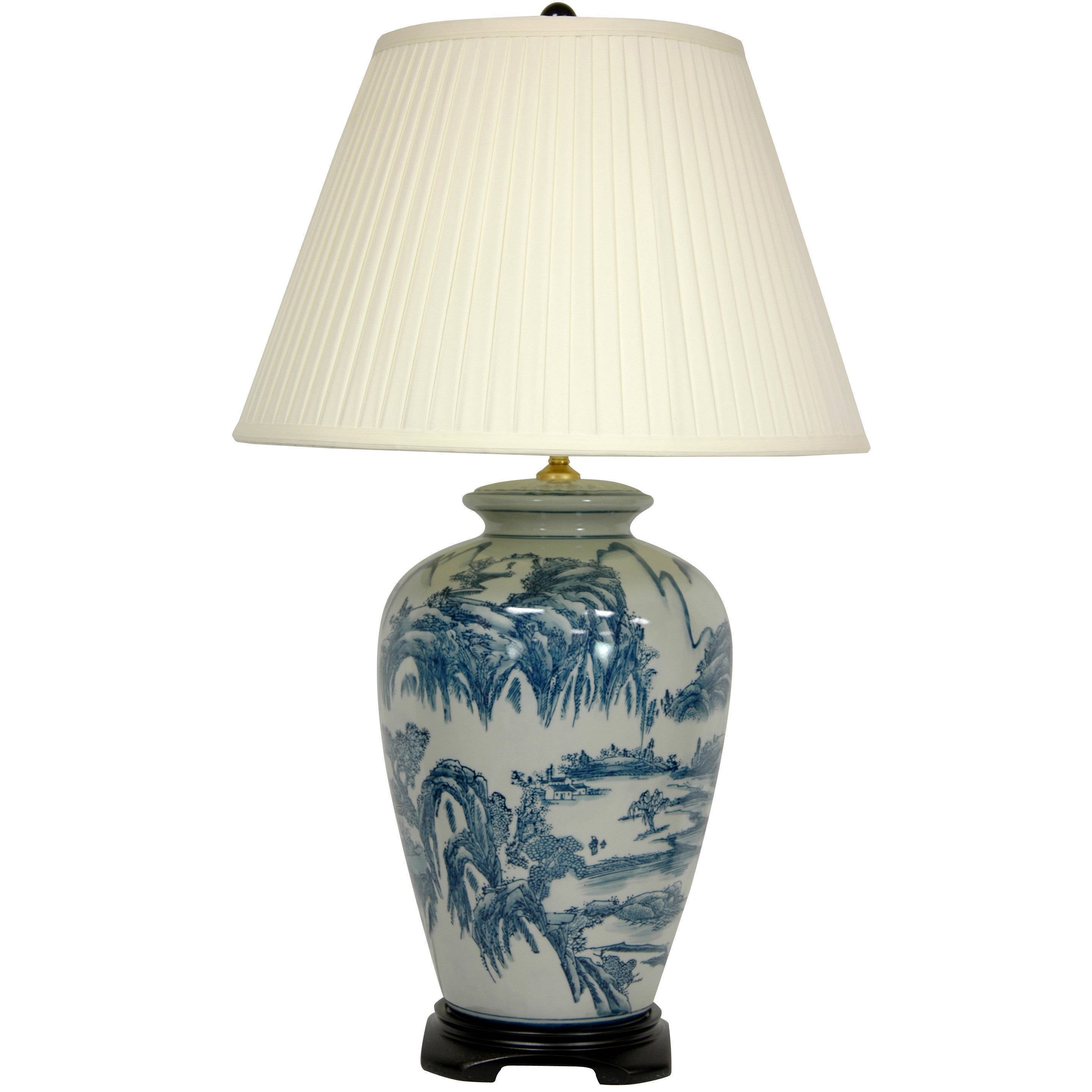 Blue and White Porcelain Chinese Landscape Lamp (China) - Mycitystee