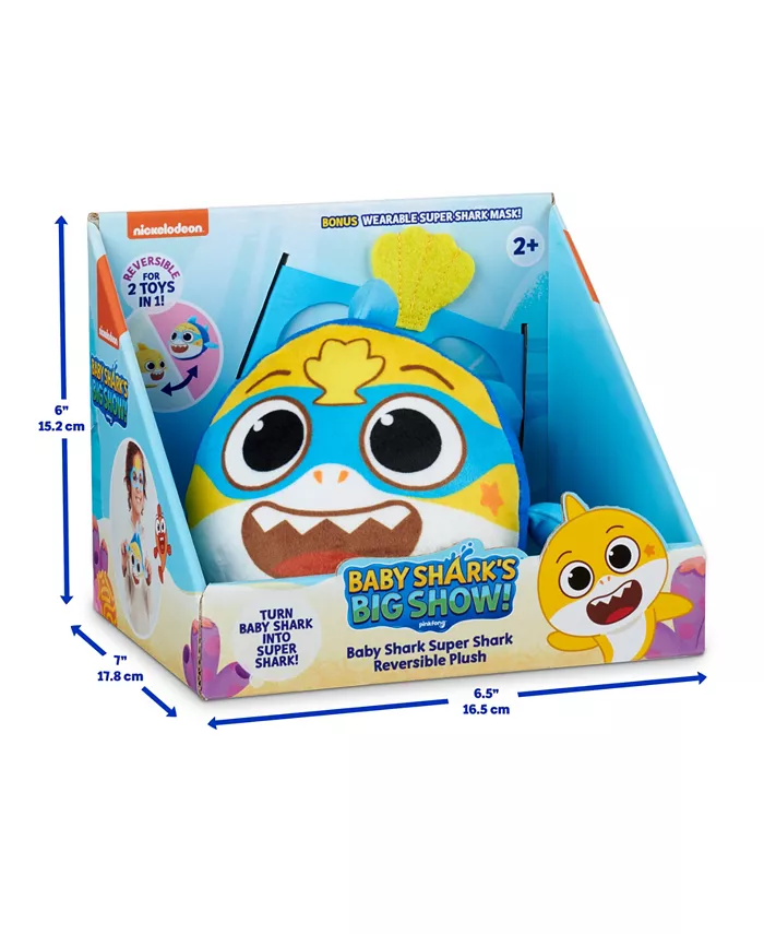 Baby Shark CLOSEOUT! Big Show Reversible Plush Baby Shark Turns into Super Shark Flip Plushie Toys - Mycitystee