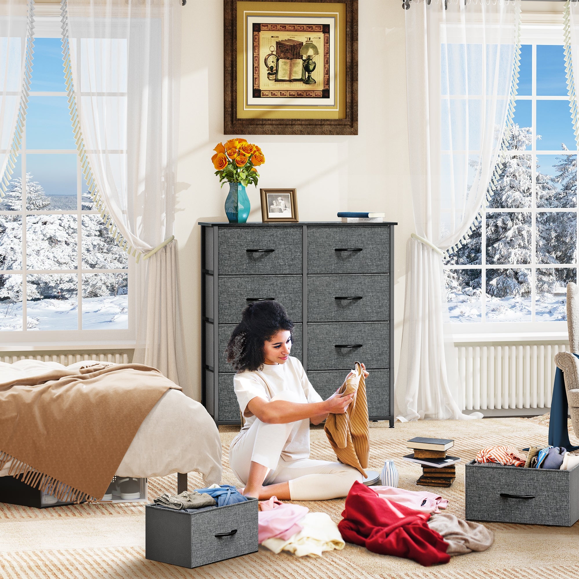Modern Wide Dresser Storage Tower with 8 Drawers - - 37858613 - Mycitystee