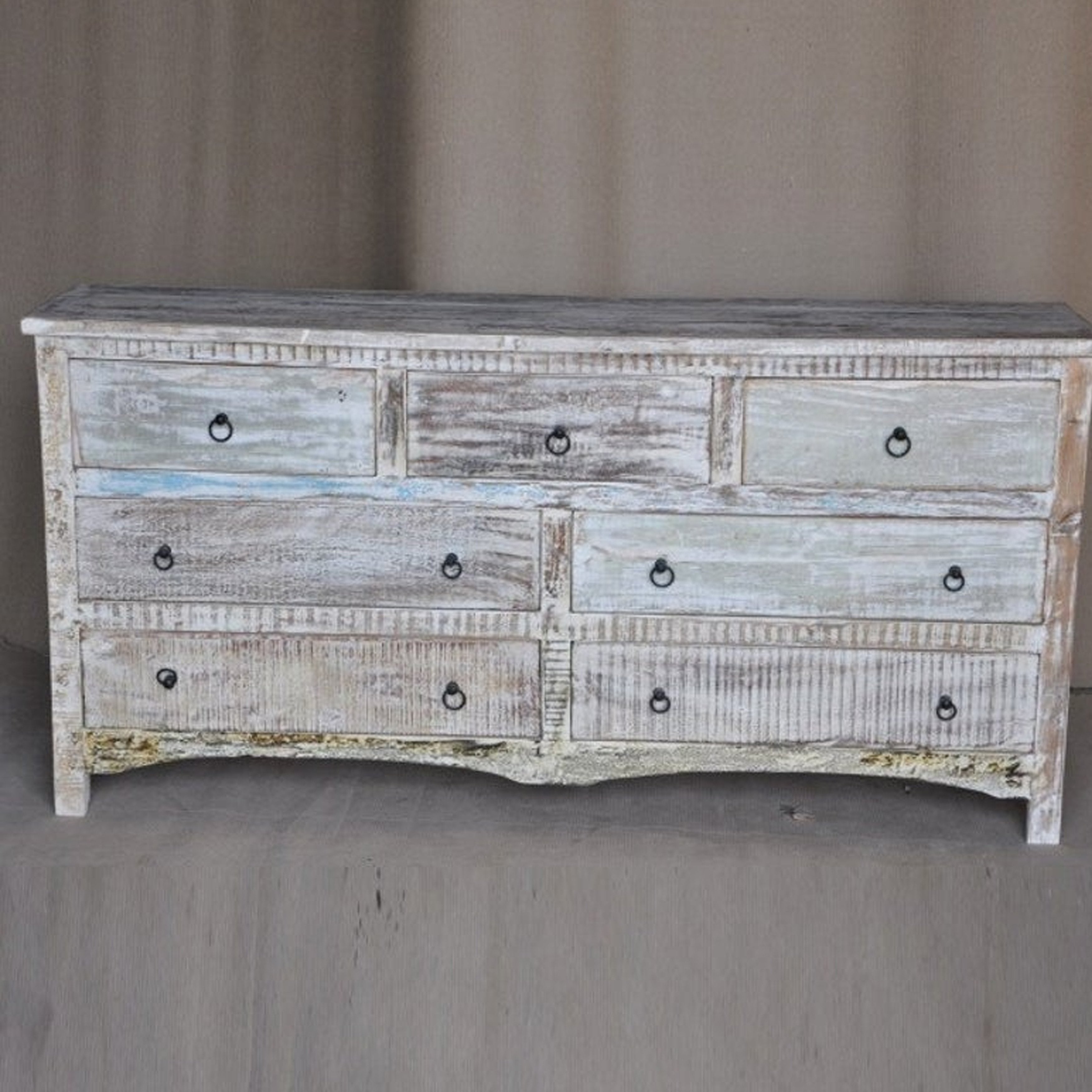 Rustica Reclaimed Chest of 7 Drawers White - - 35098499 - Mycitystee