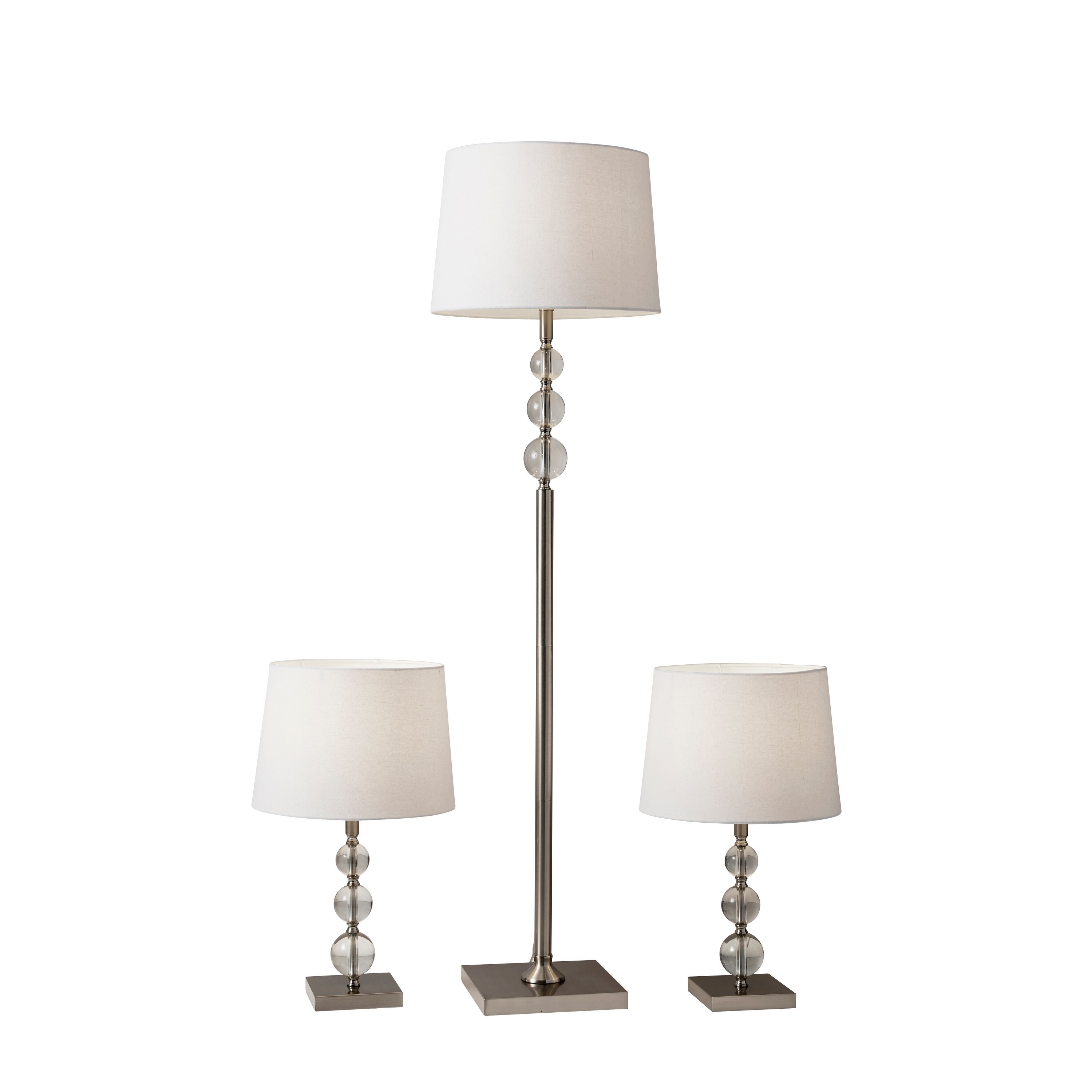 Strick and Bolton Elson Brushed Steel with Clear Accents 3-piece Lamp Set - Mycitystee