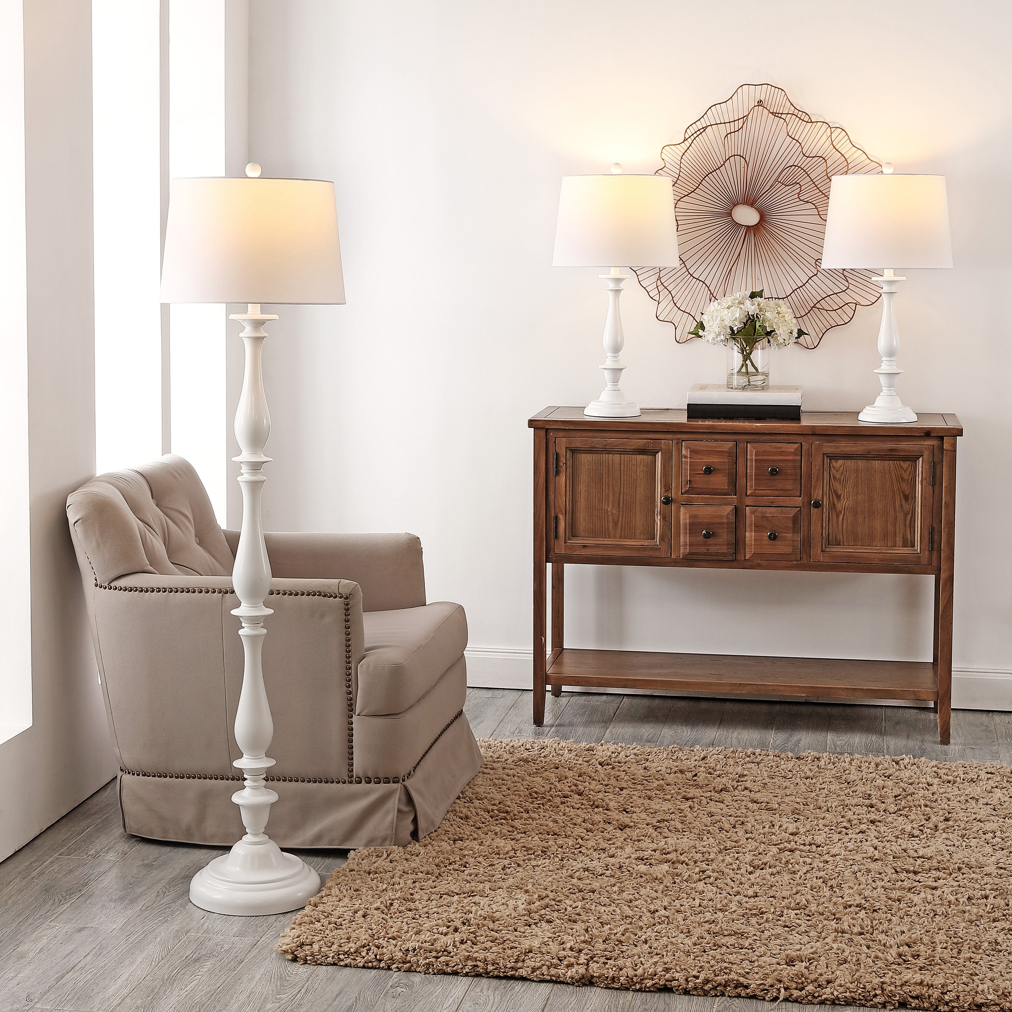 SAFAVIEH Lighting Bessie Floor And Table Lamp (Set of 3) - 15