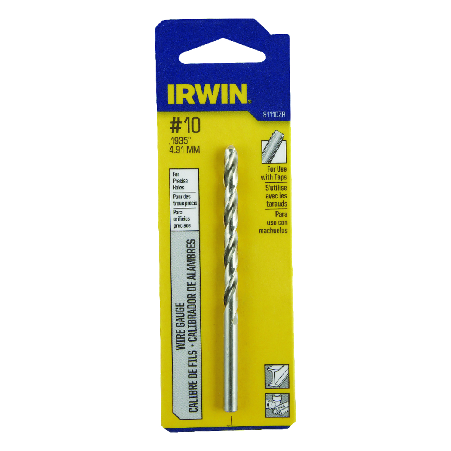 Irwin #10 X 3-5/8 in. L High Speed Steel Jobber Length Wire Gauge Bit 1 pk - Mycitystee