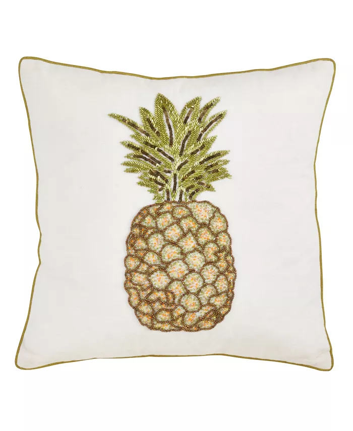 Saro Lifestyle Pineapple Beaded Decorative Pillow， 18