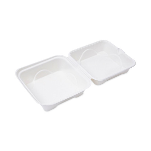 Eco-Products Renewable and Compostable Sugarcane Clamshells， 6 x 6 x 3， White， 50/Pack， 10 Packs/Carton (EPHC6) - Mycitystee