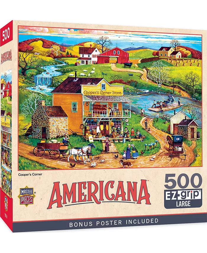 MasterPieces Puzzles Americana -  Cooper's Corner 500 Piece Adult Jigsaw Puzzle - Mycitystee