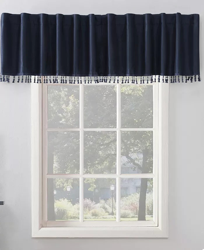 Sun Zero Evelina Faux Silk Beaded Thermal Blackout Valance， 50