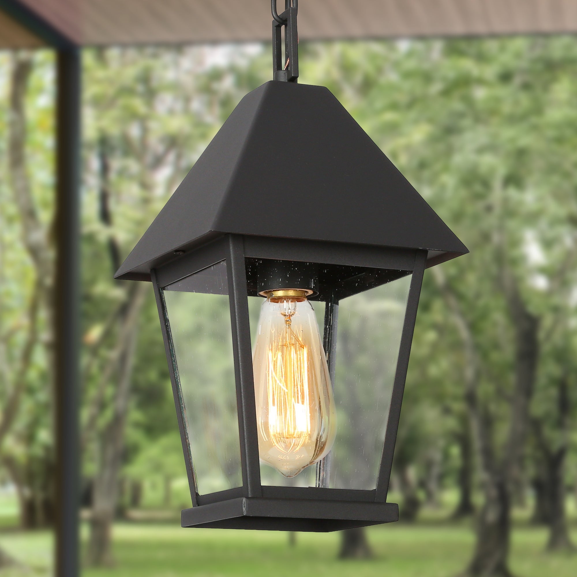 Kimbo Outdoor Patio Hanging Lights Pendant Lights for Garage， Porch - L7.1'' x H7.1'' x H74'' - Mycitystee